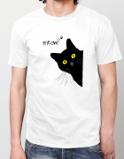 ανδρικό t-shirt  λευκό με στάμπα Meow?