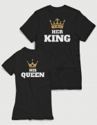 Μπλουζάκια με στάμπα Her King - His Queen