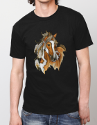 ανδρικό t-shirt μαύρο με στάμπα horse