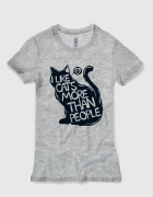 Μπλουζάκι με τύπωμα I like cats more than people