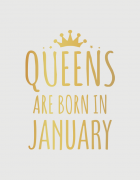 λευκό παιδικό μπλουζάκι με στάμπα Queens are born in January