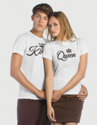 Μπλουζάκια με στάμπα King - Queen calligraphy