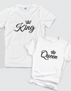Μπλουζάκια με στάμπα King - Queen calligraphy