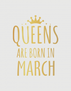 λευκό παιδικό μπλουζάκι με στάμπα Queens are born in March