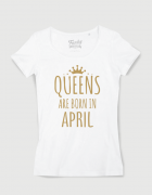 Μπλουζάκι με στάμπα queen are born in april