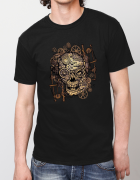 ανδρικό t-shirt μαύρο με στάμπα Skull gears and sprockets