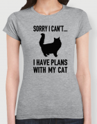 Μπλουζάκι με τύπωμα Ι have plans with my cat