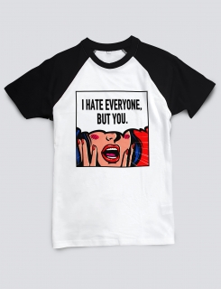Μπλουζάκι baseball με τύπωμα I hate everyone