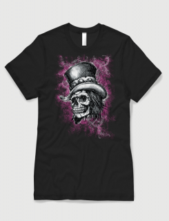 ανδρικό t-shirt μαύρο με στάμπα Skull tophat pink cloud ανδρικό t-shirt μαύρο με στάμπα Skull tophat pink cloud