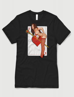 ανδρικό t-shirt μαύρο με στάμπα Queen of hearts ανδρικό t-shirt μαύρο με στάμπα Queen of hearts
