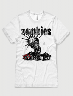 ανδρικό t-shirt  λευκό με στάμπα Zombies were humans too