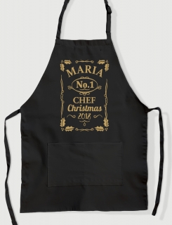 Μαύρη ποδιά με εκτύπωση No1 Christmas Chef