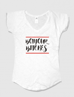 Μπλουζάκι με στάμπα Bonjour Bitches Μπλουζάκι με στάμπα Bonjour Bitches