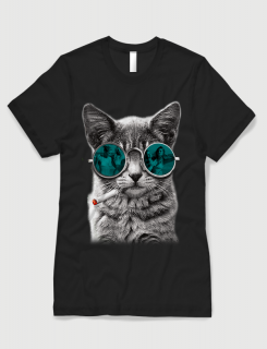 Μπλουζάκι με στάμπα Smoking Cat Μπλουζάκι με στάμπα Smoking Cat