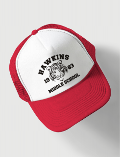 Καπέλο κόκκινο Trucker Beechfield με στάμπα Hawkins