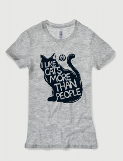 Μπλουζάκι με τύπωμα I like cats more than people