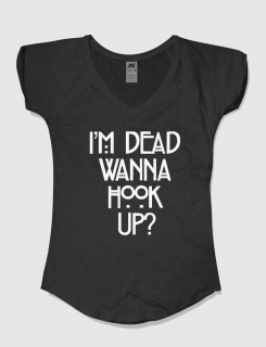 Μπλουζάκι με στάμπα Wanna hook up? Μπλουζάκι με στάμπα Wanna hook up?