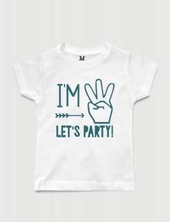 Μπλουζάκι με στάμπα I am three Let's party Μπλουζάκι με στάμπα I am three Let's party