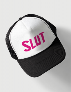 Καπέλο μαύρο Trucker Beechfield με στάμπα Slut