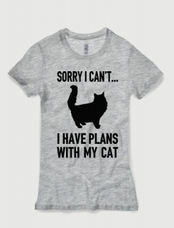 Μπλουζάκι με τύπωμα Ι have plans with my cat