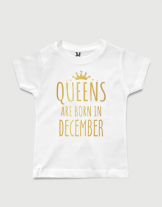 λευκό παιδικό μπλουζάκι με στάμπα Queen are born in December