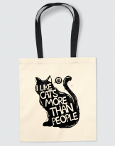 Τσάντα με στάμπα I like cats more than people